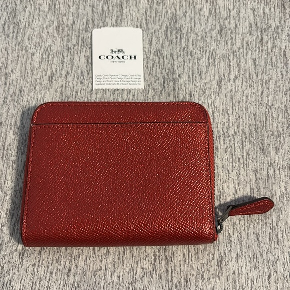 Coach Metallic Pink Zip Around Compact Wallet - Picture 2 of 7